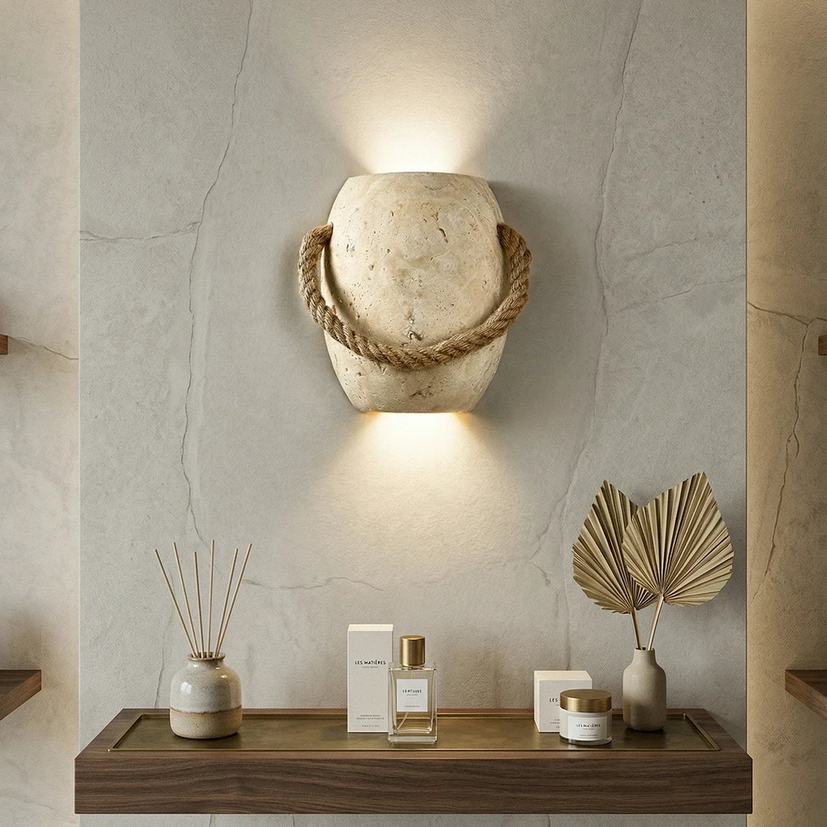 Travertine Coastal Rope Art Wall Lamp – Travertine detail 3