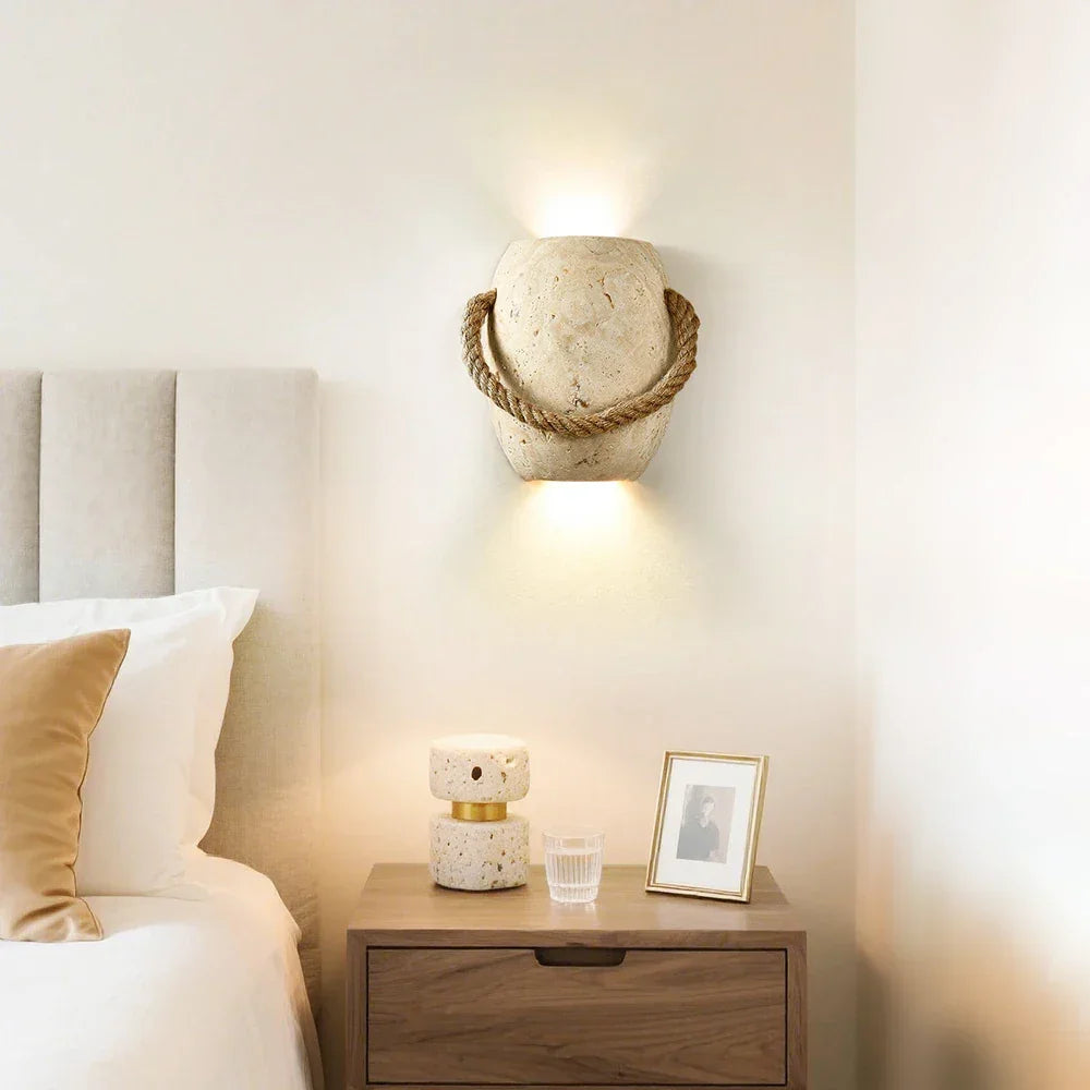Travertine Coastal Rope Art Wall Lamp – Travertine detail 4