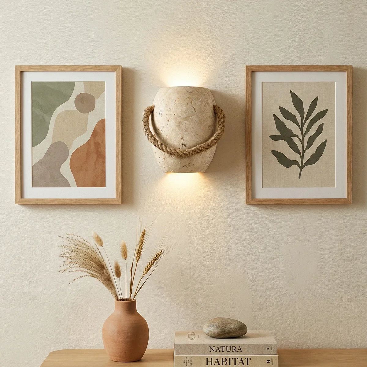 Travertine Coastal Rope Art Wall Lamp – Travertine detail 2