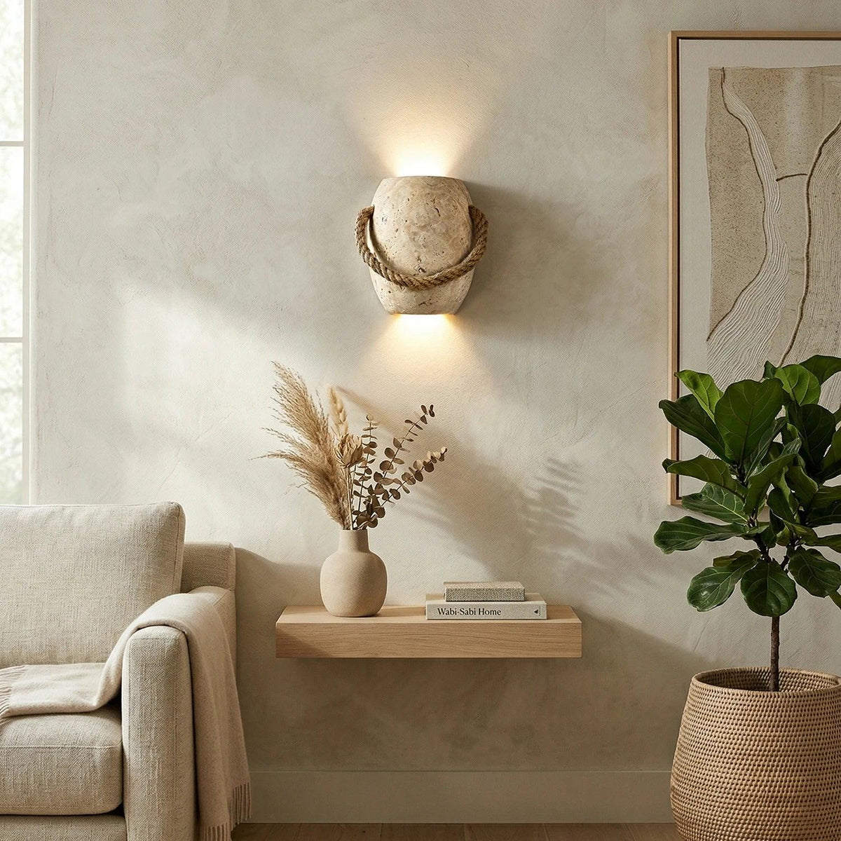 Travertine Coastal Rope Art Wall Lamp – Travertine detail 7