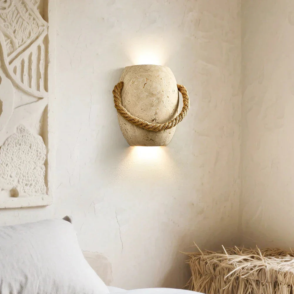 Travertine Coastal Rope Art Wall Lamp – Travertine detail 5
