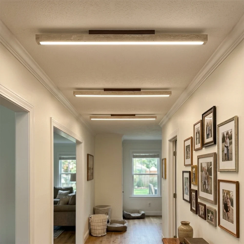 Travertine Column Rectangle Ceiling Light – Travertine detail 2