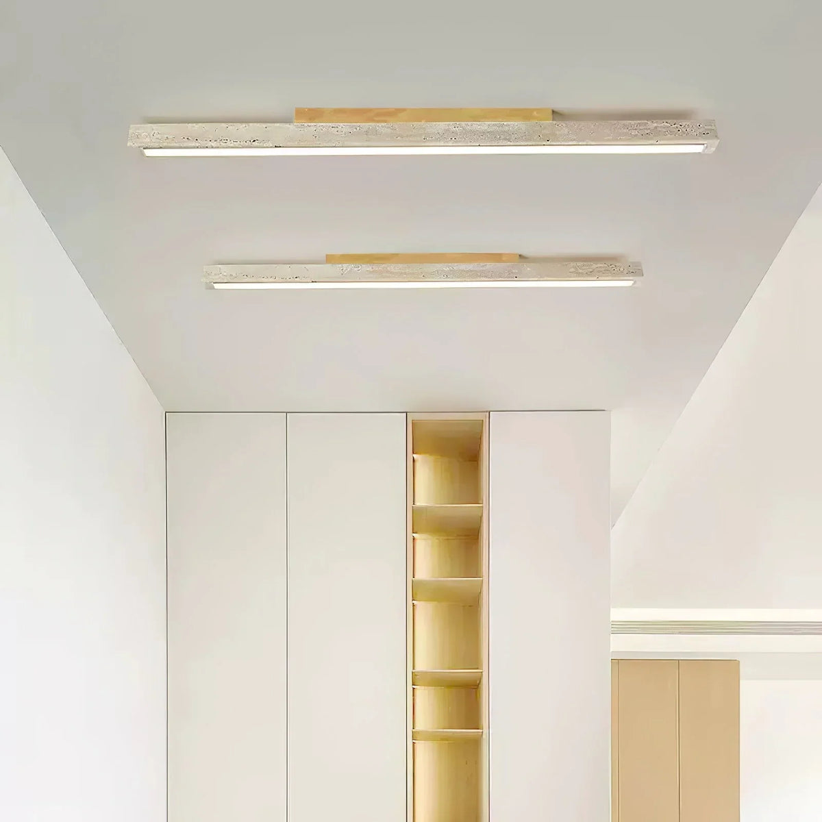 Travertine Column Rectangle Ceiling Light – Travertine detail 3