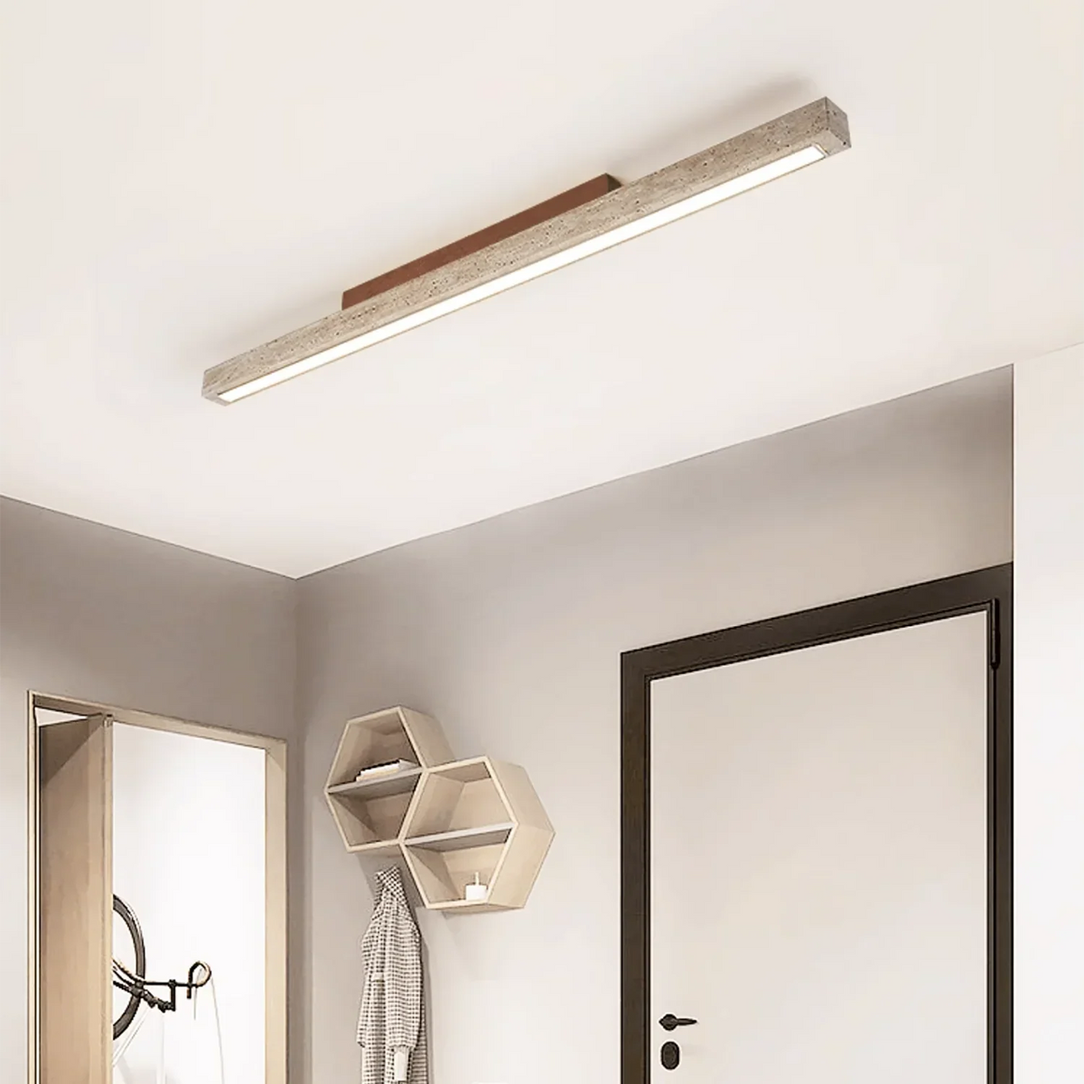 Travertine Column Rectangle Ceiling Light – Travertine detail 5
