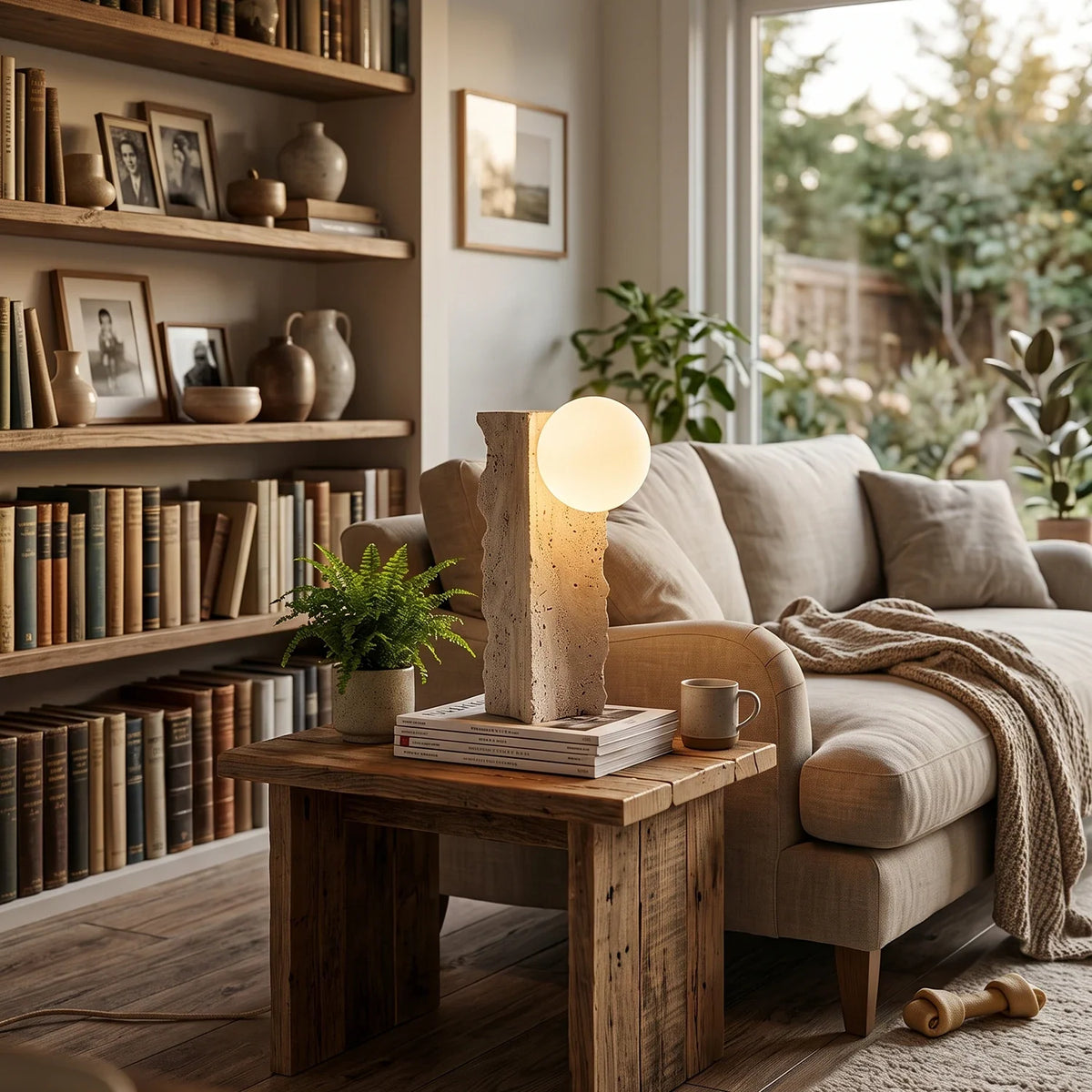 Travertine Conduit Table Lamp – Travertine detail 2