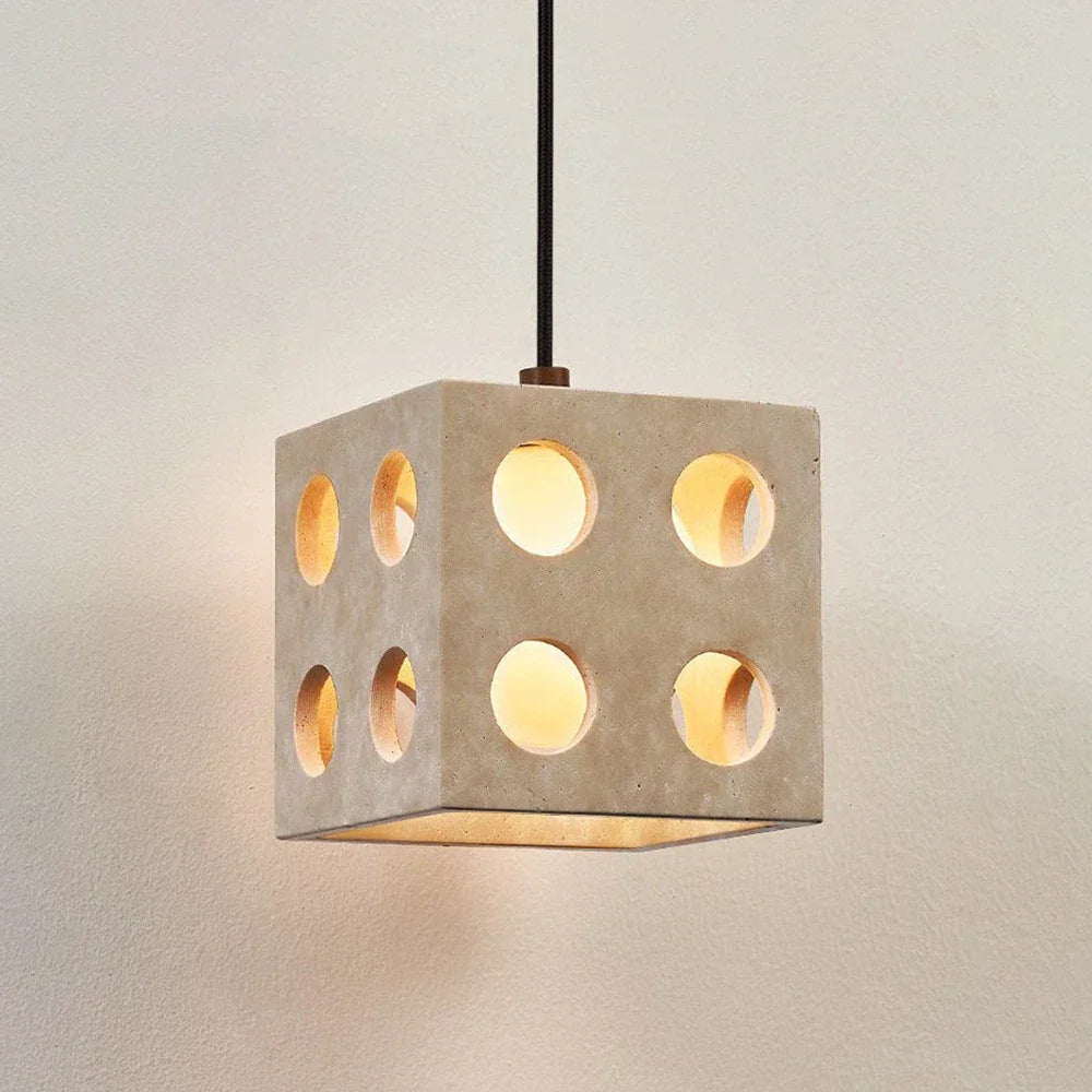 Travertine Cube Pendant Light – Travertine detail 10