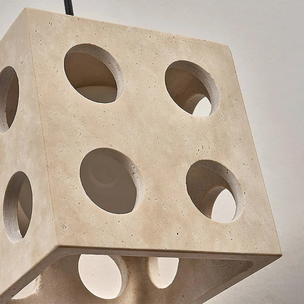 Travertine Cube Pendant Light – Travertine detail 9