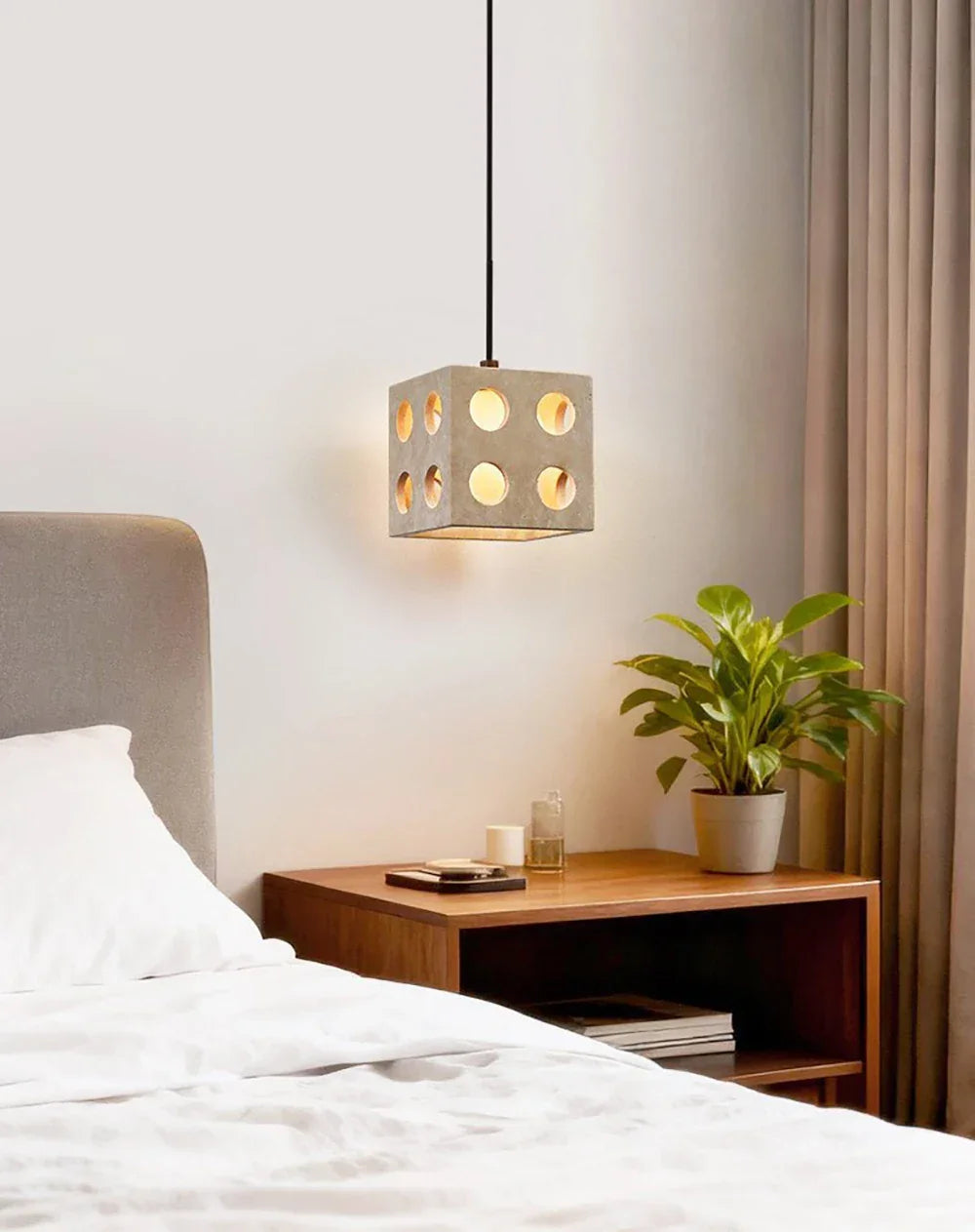 Travertine Cube Pendant Light – Travertine detail 7