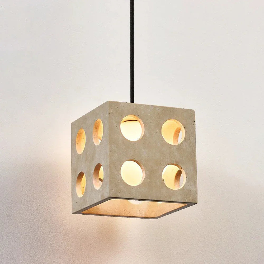 Travertine Cube Pendant Light – Travertine detail 11