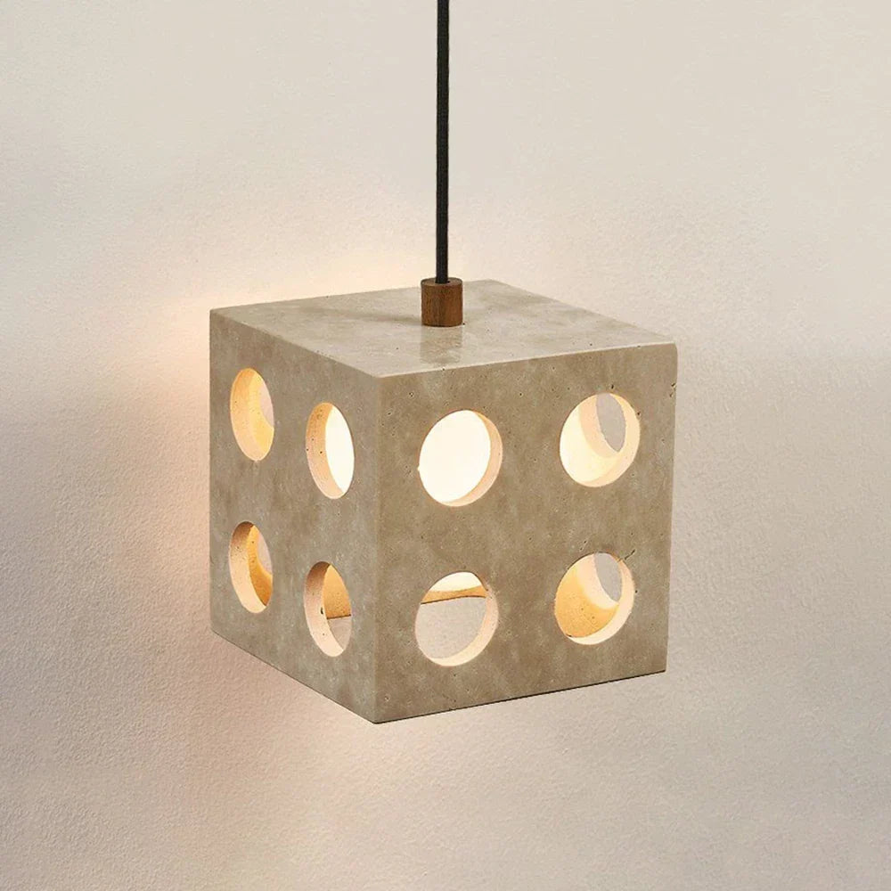 Travertine Cube Pendant Light – Travertine detail 12