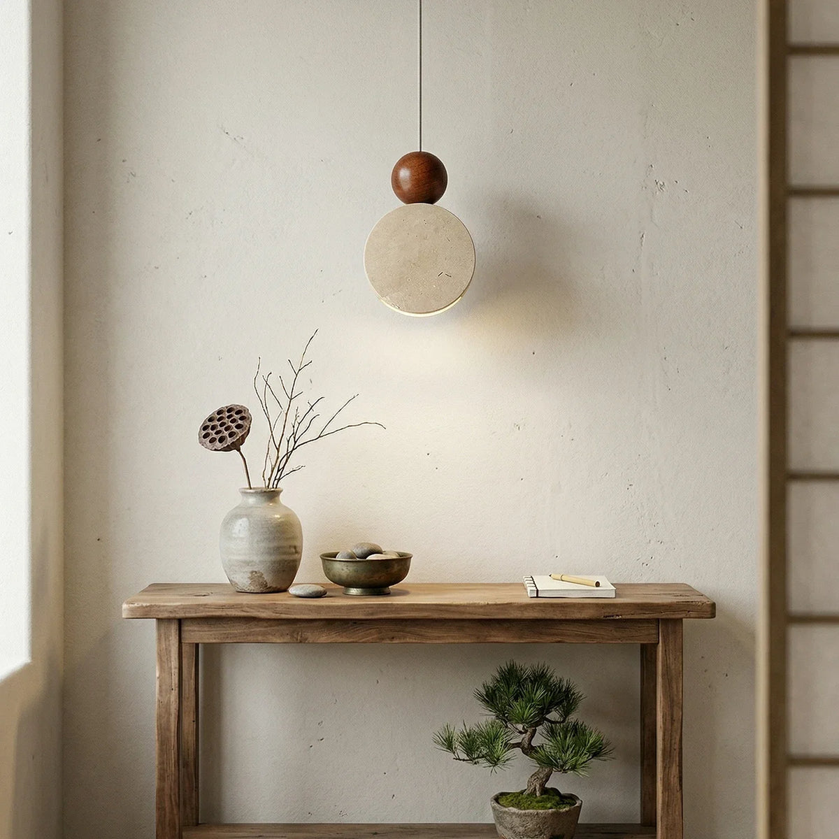 Travertine Liora Tiered Pendant Light – Travertine detail 4