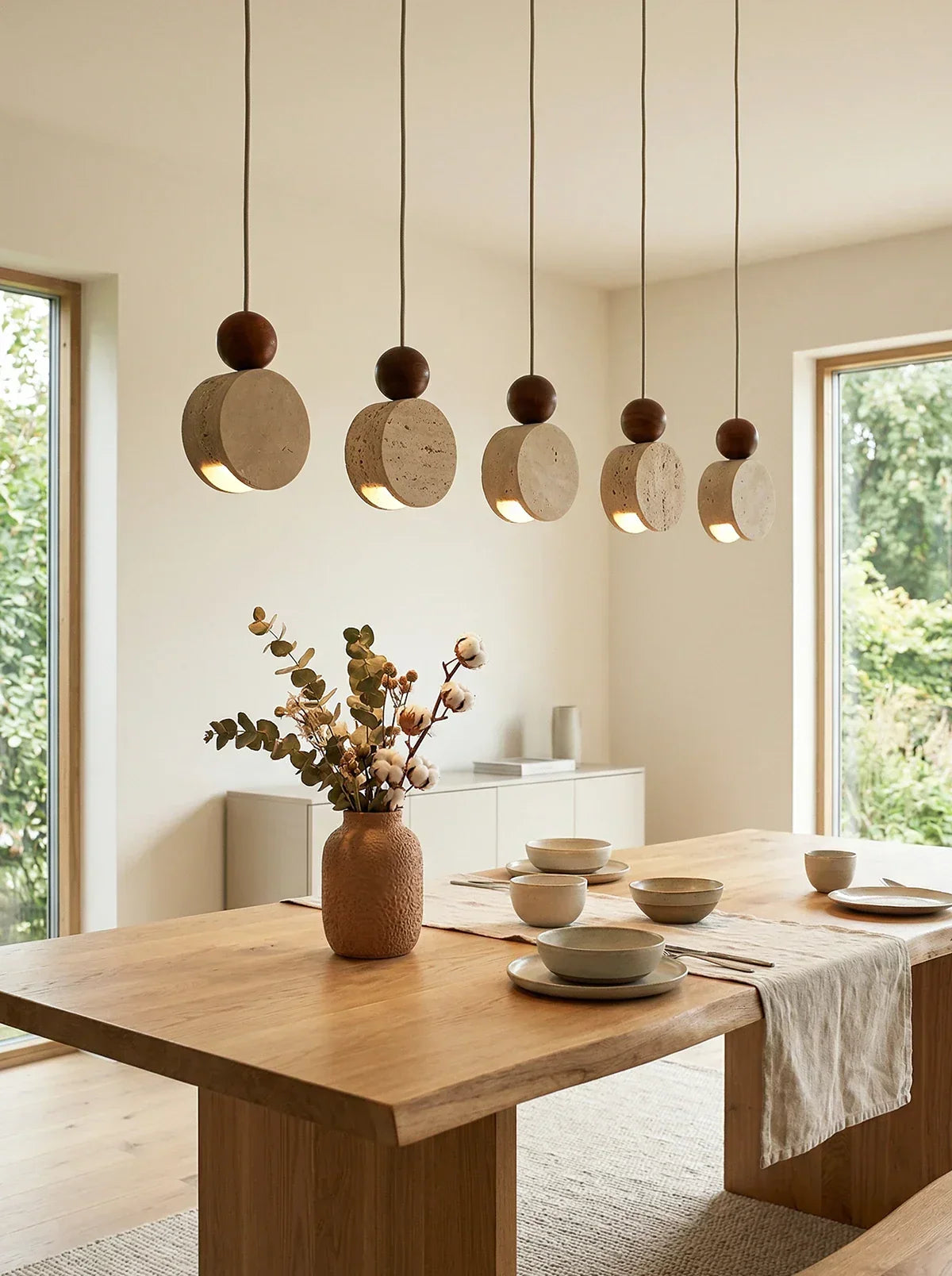 Travertine Liora Tiered Pendant Light – Travertine detail 6
