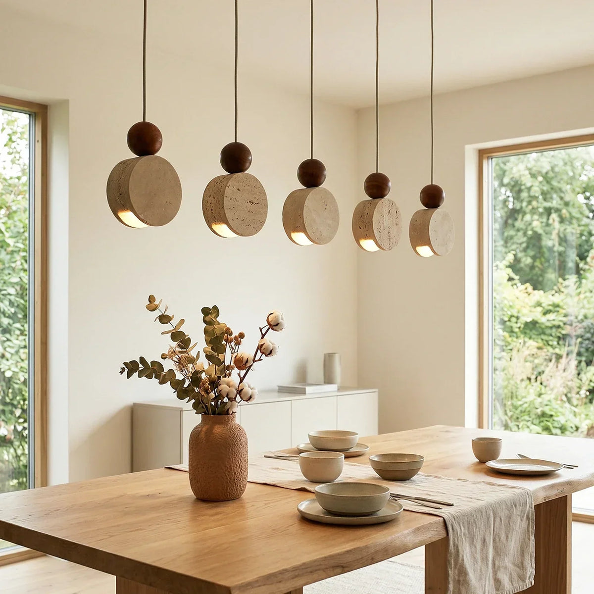 Travertine Liora Tiered Pendant Light – Travertine detail 3