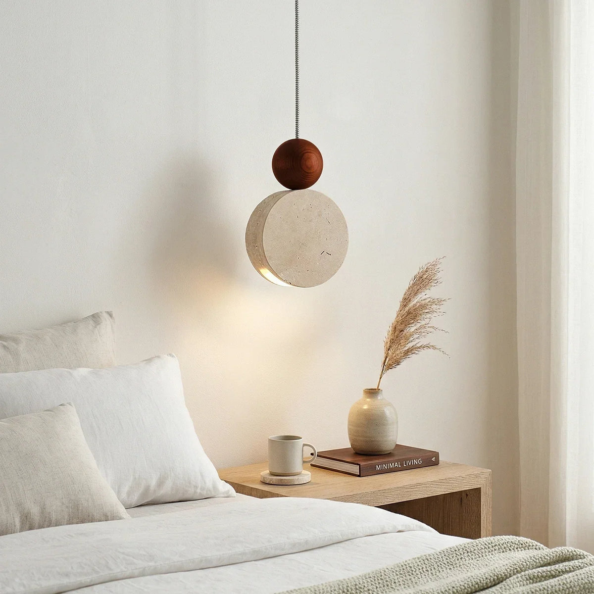 Travertine Liora Tiered Pendant Light – Travertine detail 2