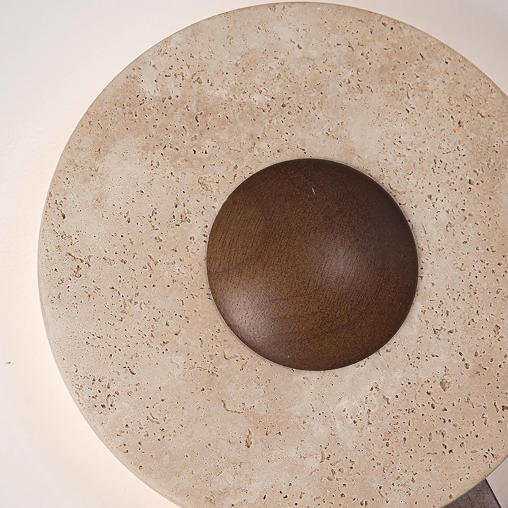 Travertine Lunar Wood Wall Lamp – Travertine detail 9