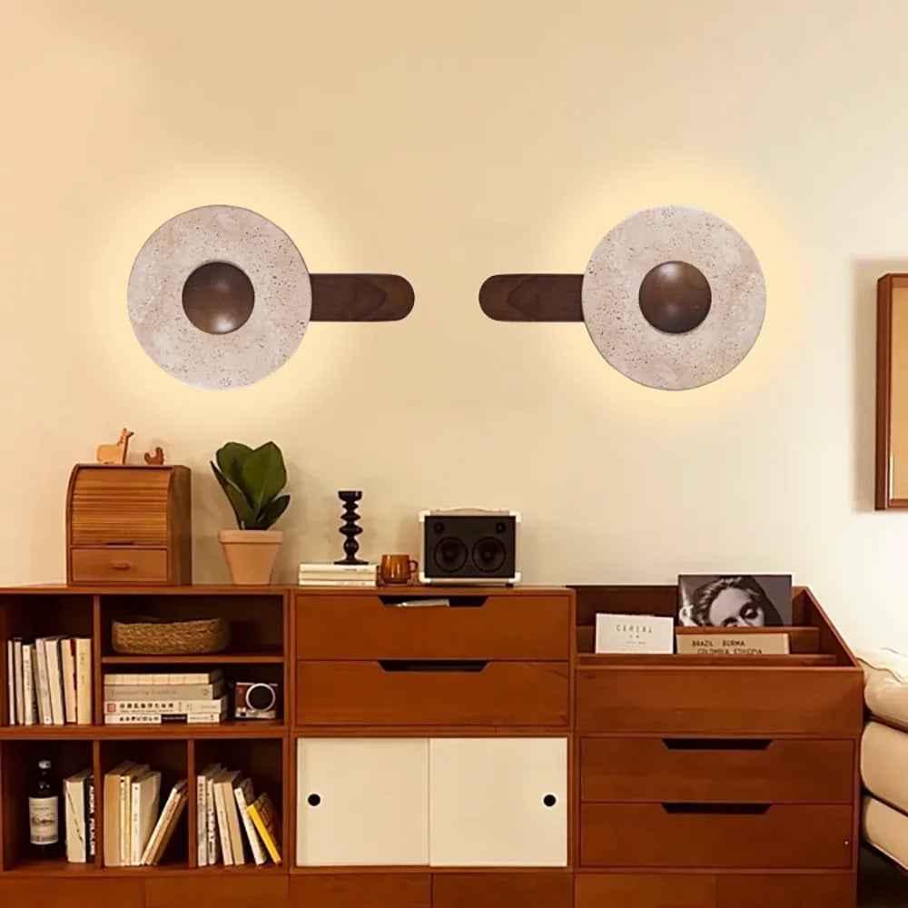 Travertine Lunar Wood Wall Lamp – Travertine detail 4