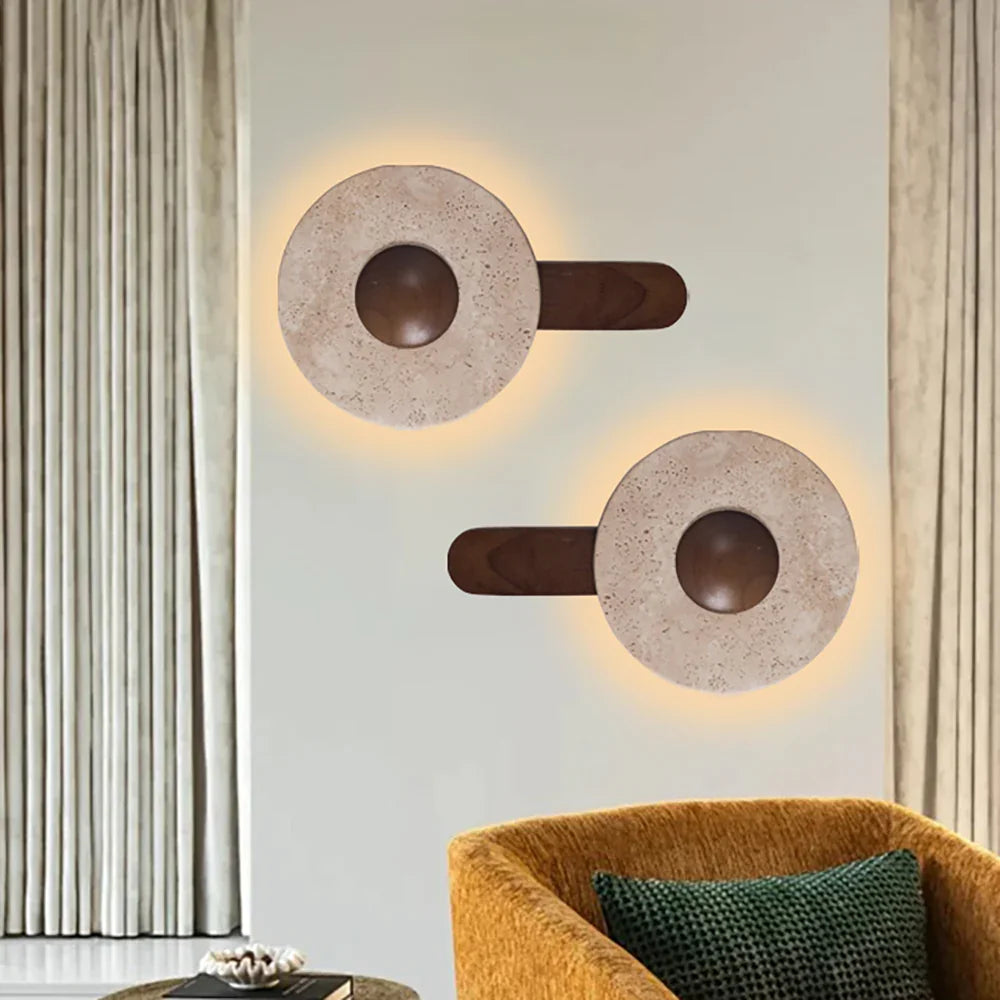 Travertine Lunar Wood Wall Lamp – Travertine detail 6