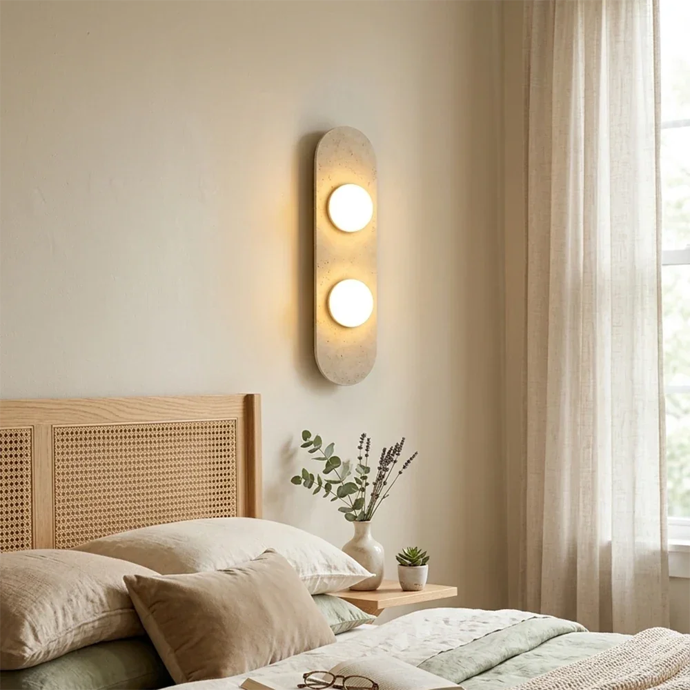 Travertine Oval Glass Wall Sconce – Travertine detail 2