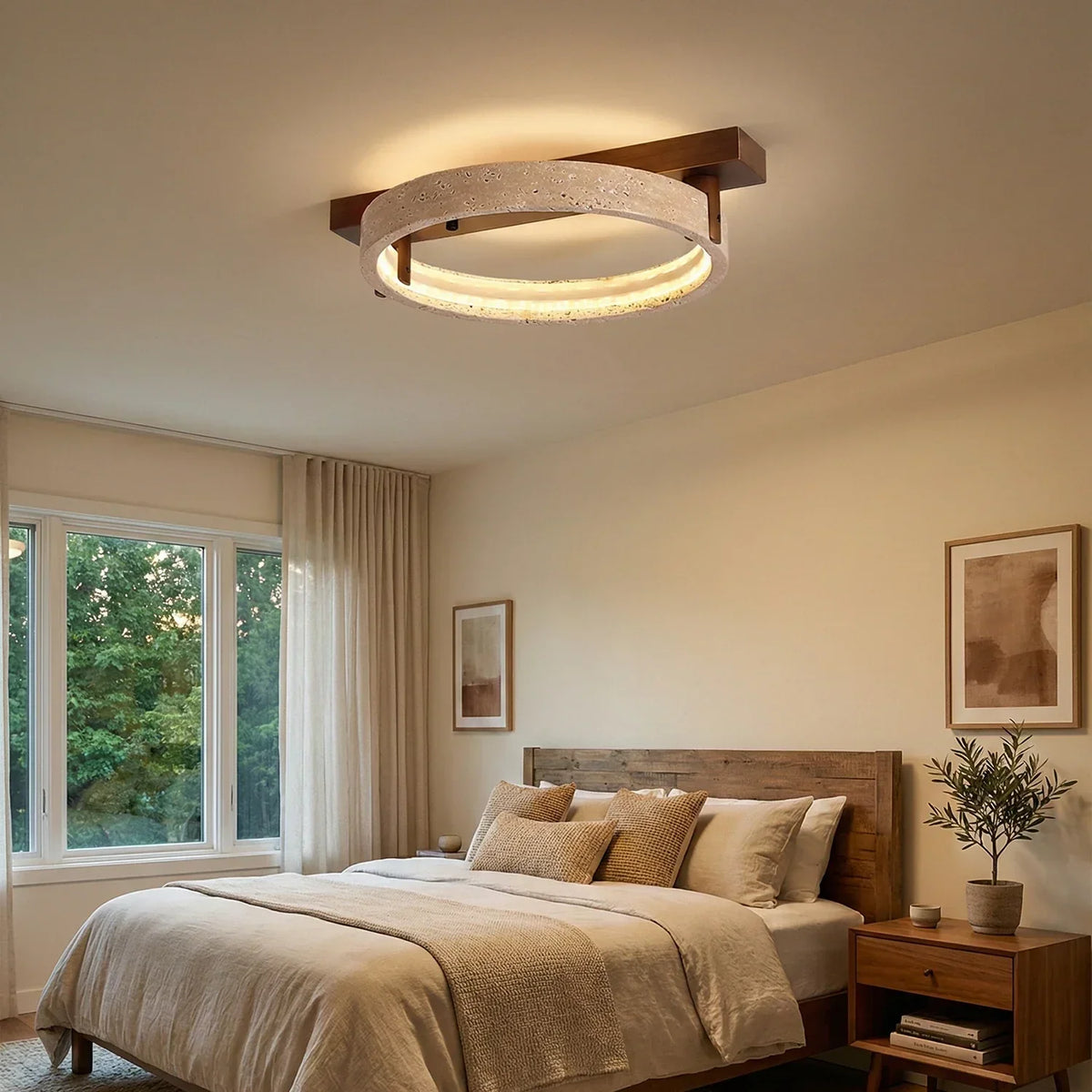 Travertine Ring Horizon Circular Ceiling Lamp – Travertine detail 2