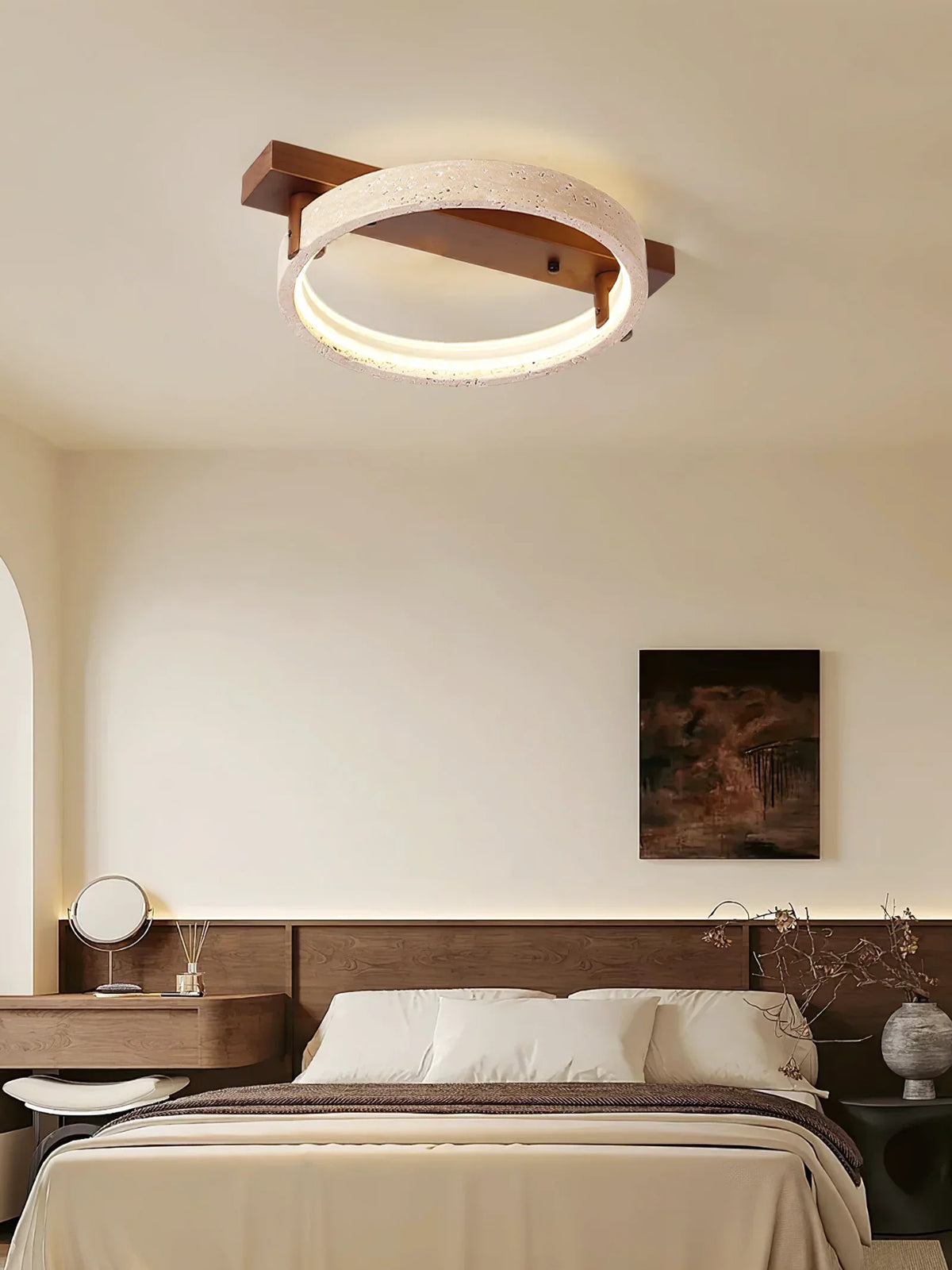 Travertine Ring Horizon Circular Ceiling Lamp – Travertine detail 7