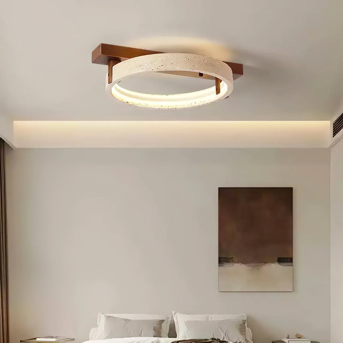 Travertine Ring Horizon Circular Ceiling Lamp – Travertine detail 3
