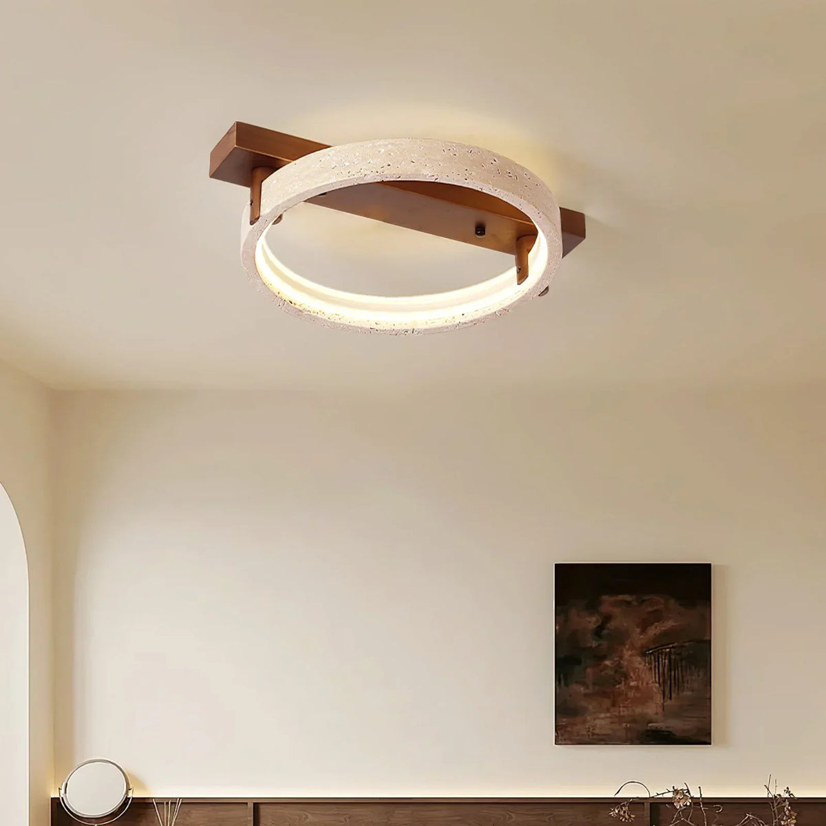 Travertine Ring Horizon Circular Ceiling Lamp – Travertine detail 4