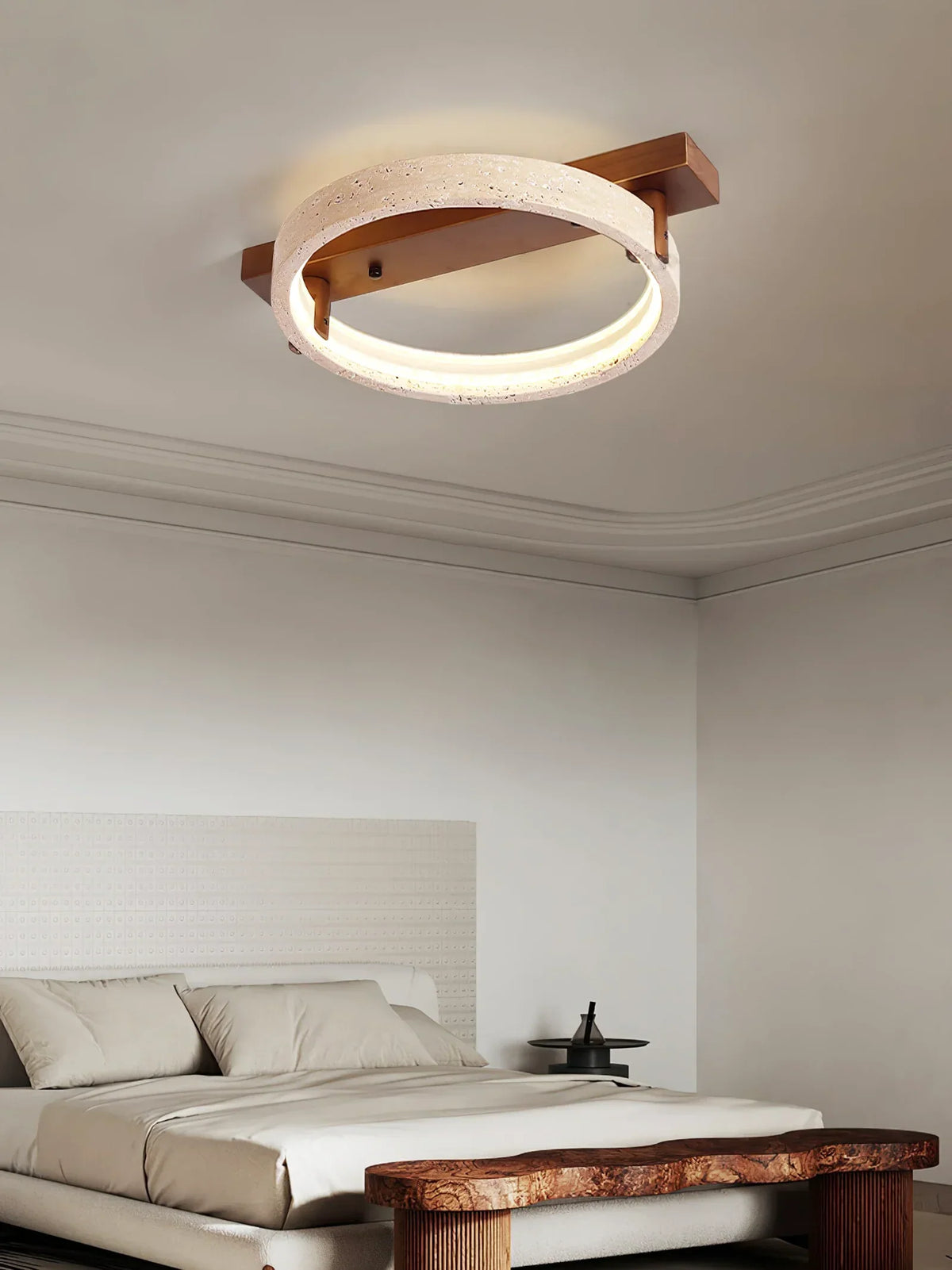 Travertine Ring Horizon Circular Ceiling Lamp – Travertine detail 5
