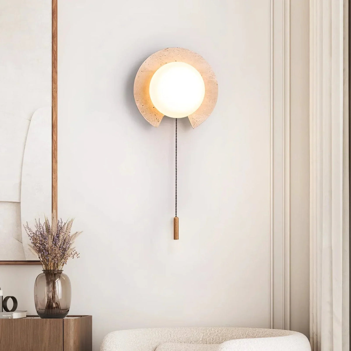 Travertine Round Solclip Wall Light – Travertine detail 2