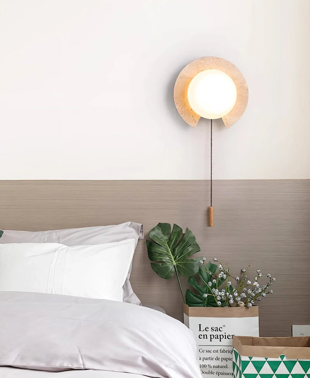 Travertine Round Solclip Wall Light – Travertine detail 5