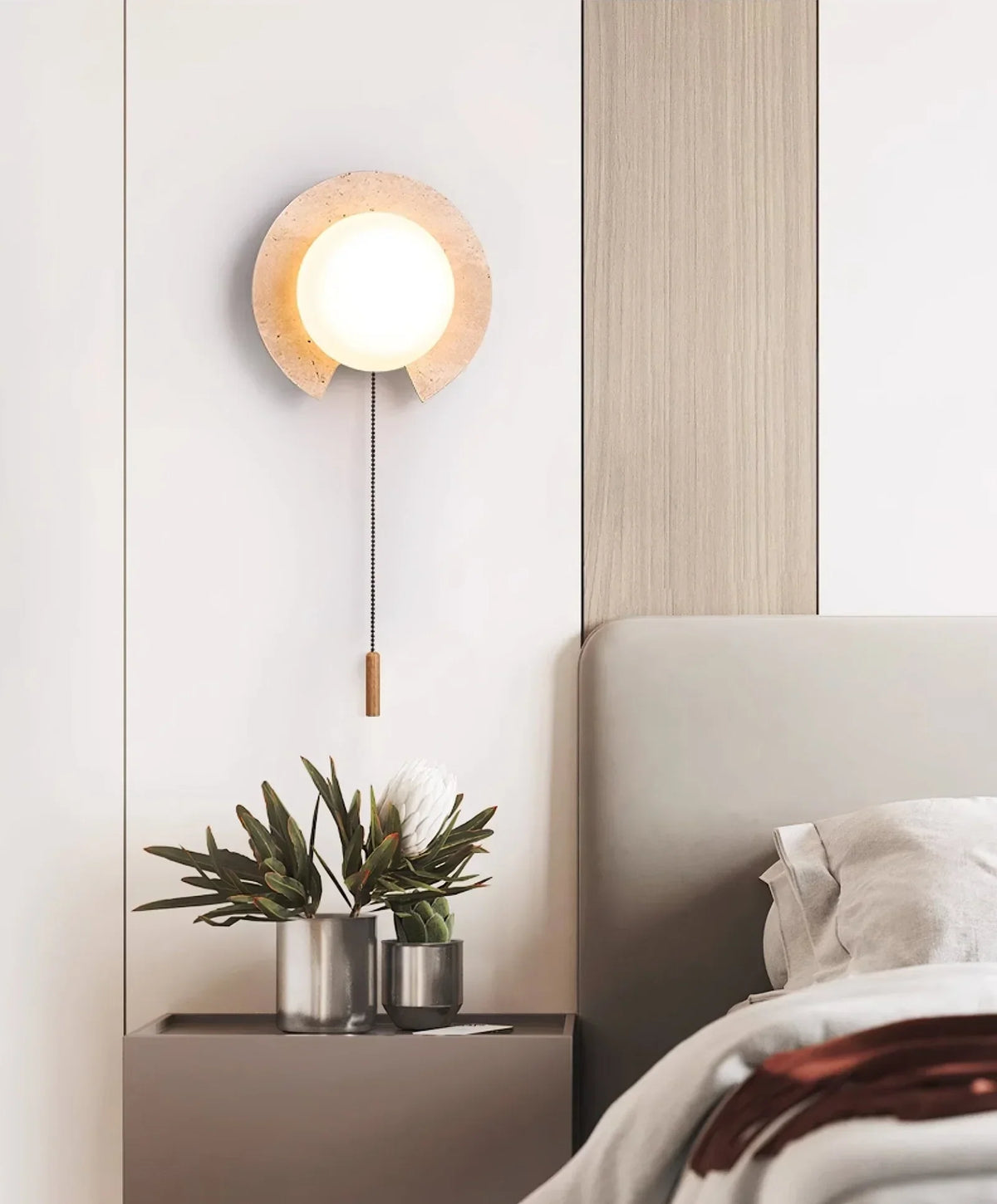 Travertine Round Solclip Wall Light – Travertine detail 3