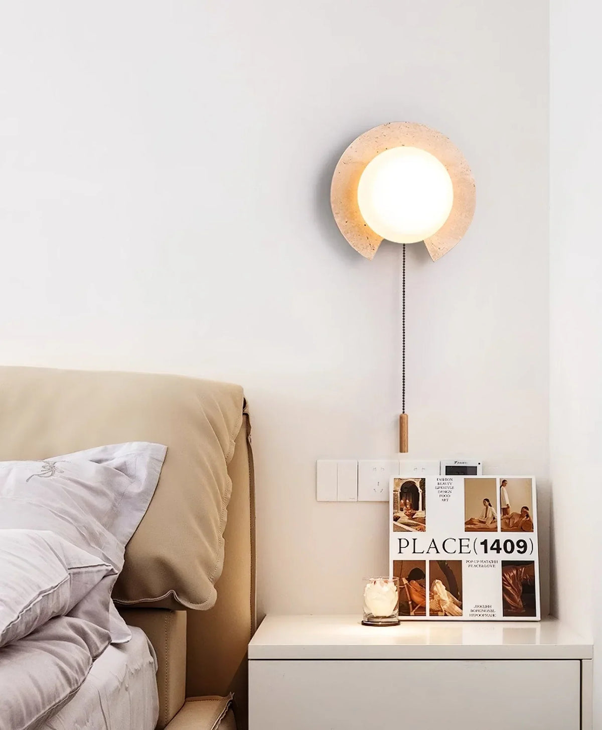 Travertine Round Solclip Wall Light – Travertine detail 4
