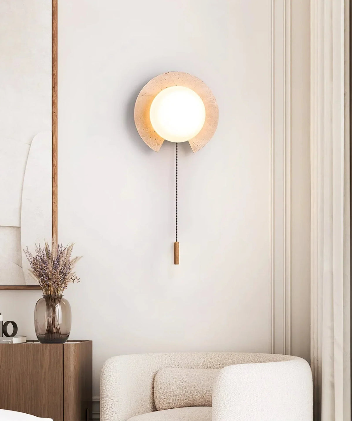Travertine Round Solclip Wall Light – Travertine detail 7