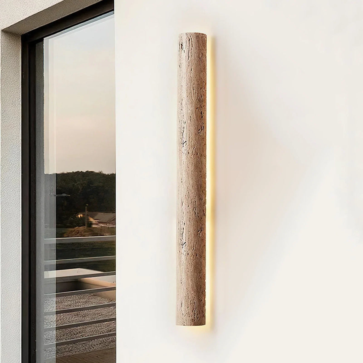 Travertine Stein Lange Long Strip Wall Sconce – Travertine detail 4