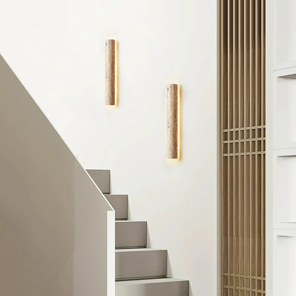 Travertine Stein Lange Long Strip Wall Sconce – Travertine detail 5