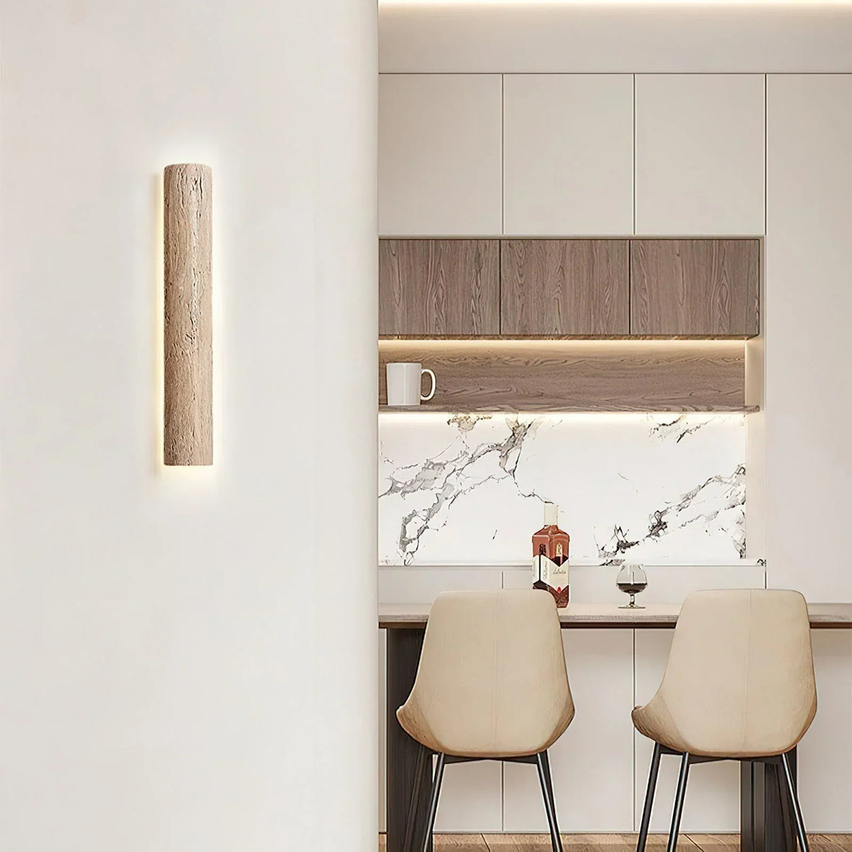 Travertine Stein Lange Long Strip Wall Sconce – Travertine detail 6