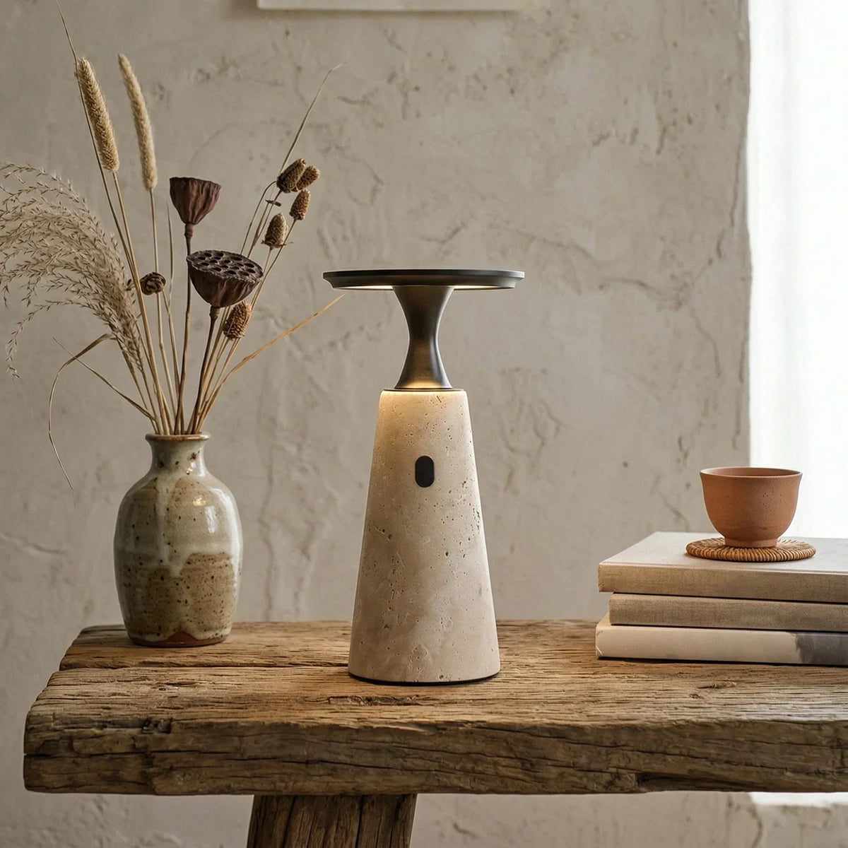 Travertine Terrava Rechargeable Table Lamp – Travertine detail 12