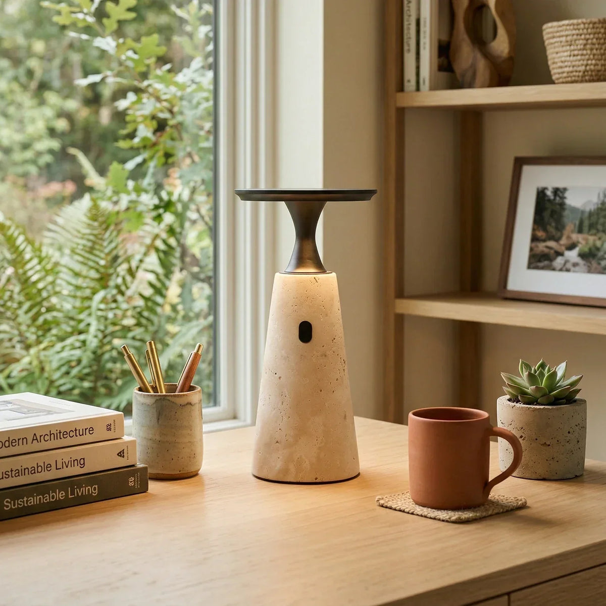 Travertine Terrava Rechargeable Table Lamp – Travertine detail 2