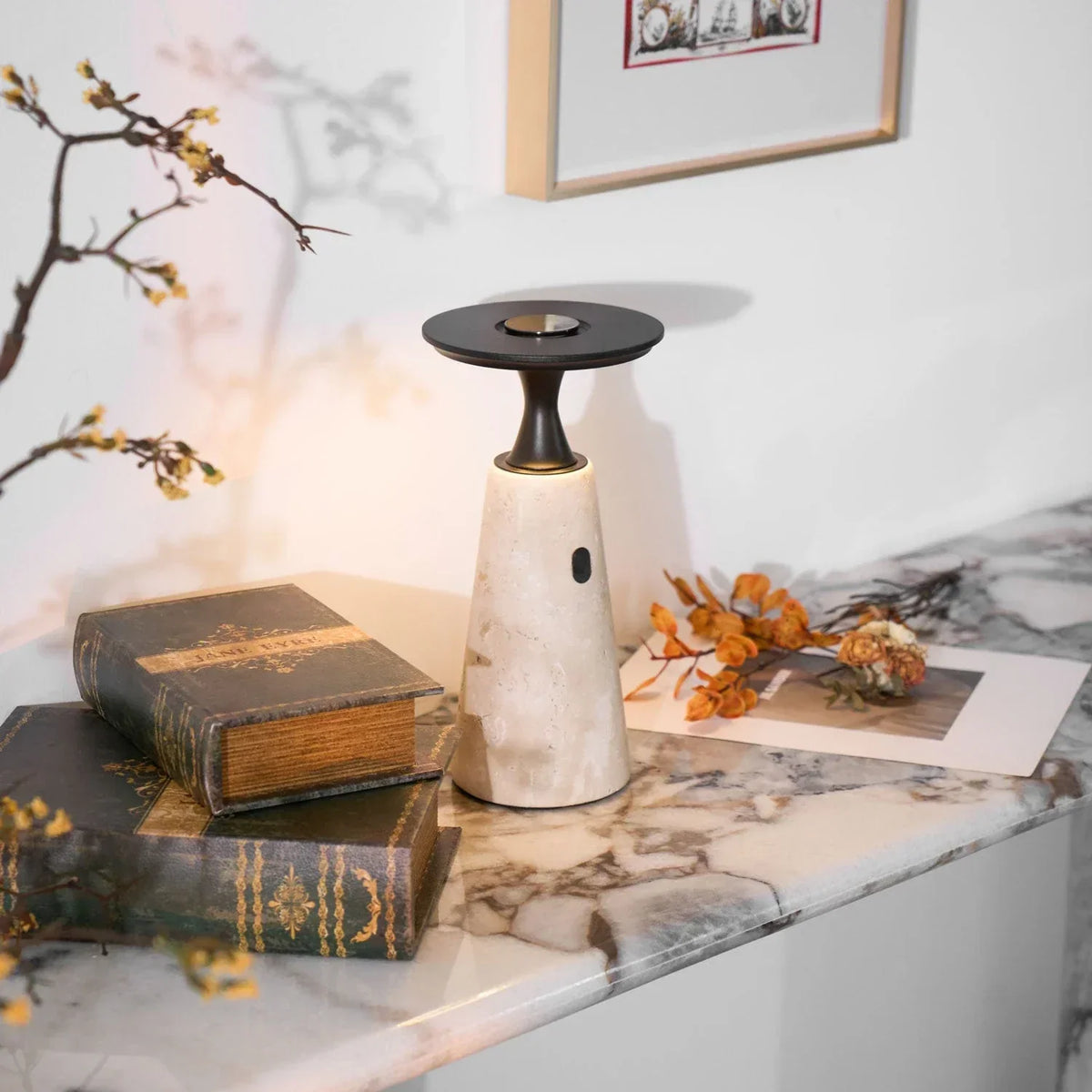 Travertine Terrava Rechargeable Table Lamp – Travertine detail 9