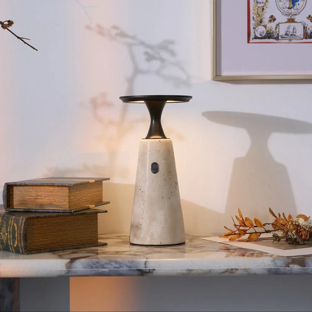 Travertine Terrava Rechargeable Table Lamp – Travertine detail 6