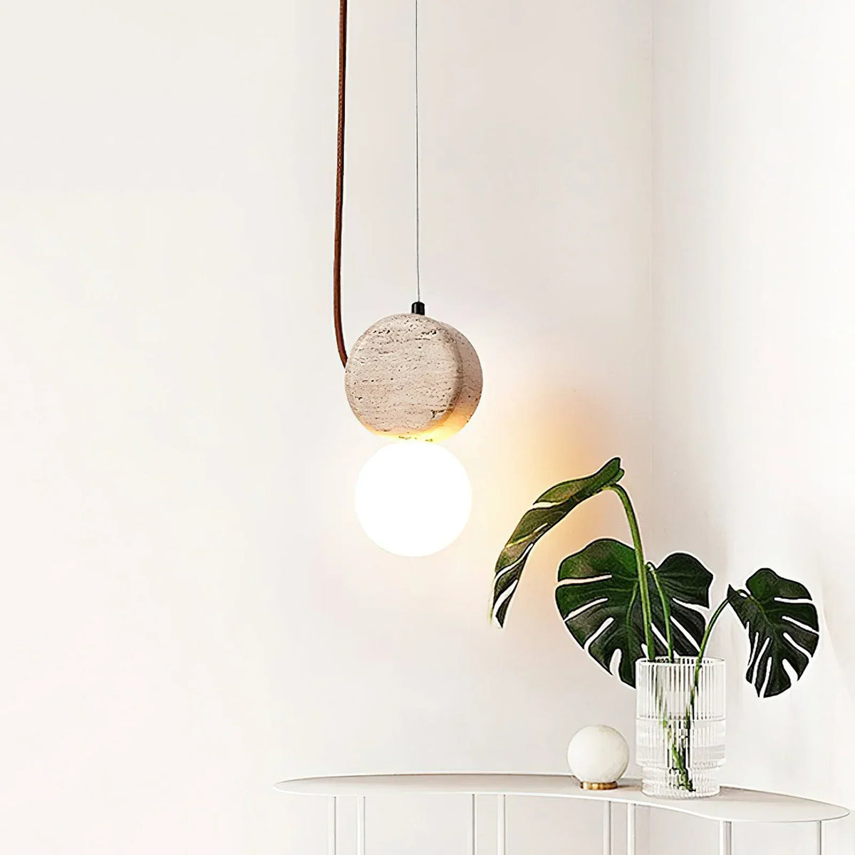 Travertine Tranquil Glow Pendant Lamp – Travertine detail 3