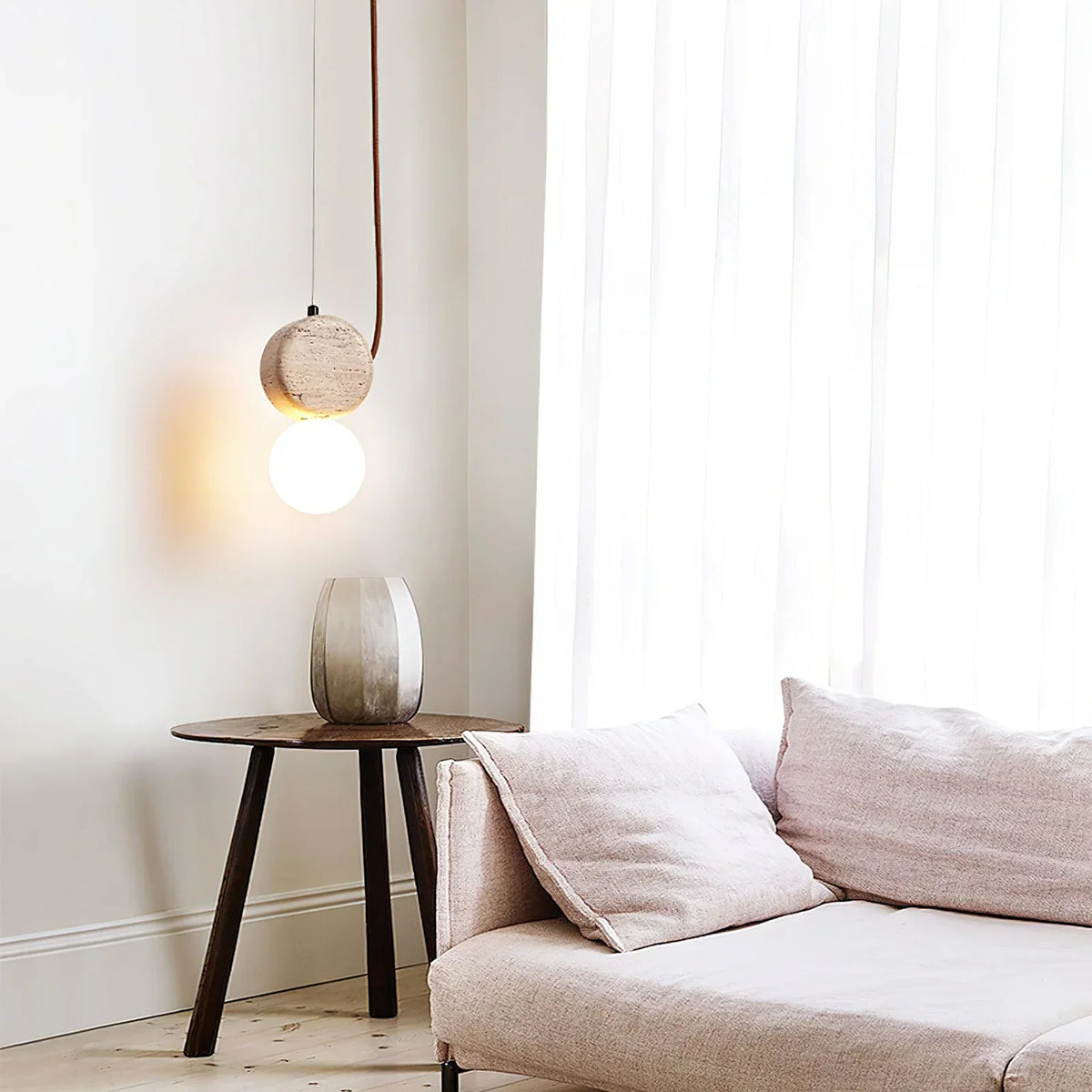 Travertine Tranquil Glow Pendant Lamp – Travertine detail 6