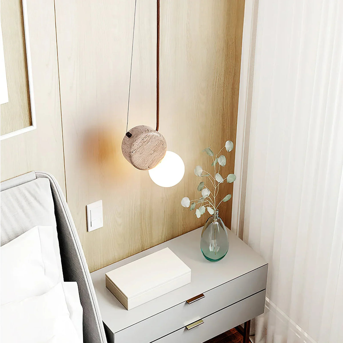 Travertine Tranquil Glow Pendant Lamp – Travertine detail 2