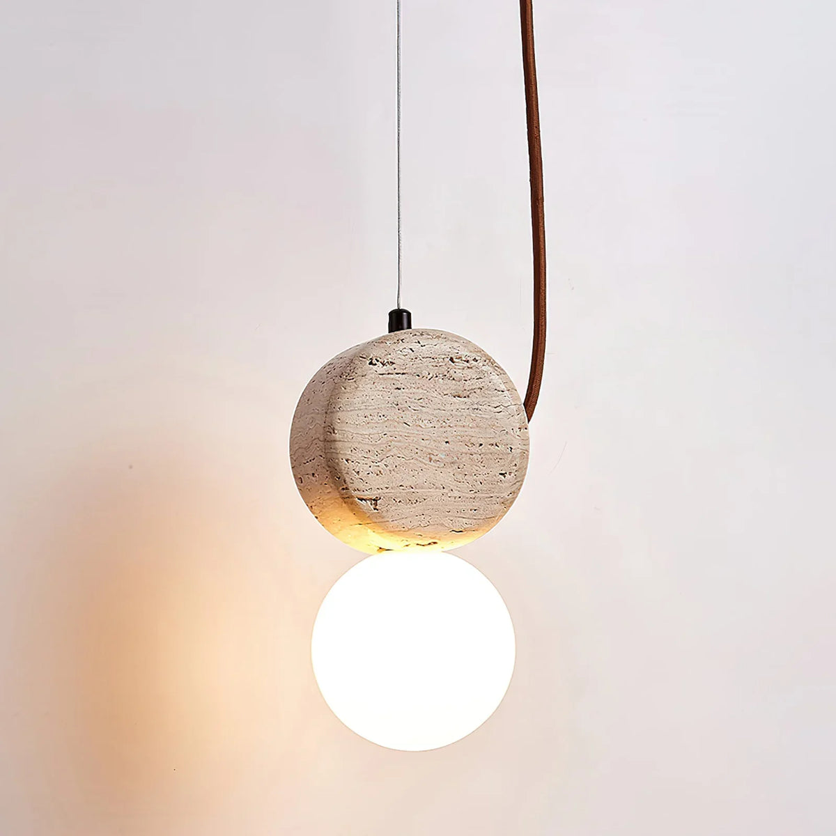 Travertine Tranquil Glow Pendant Lamp – Travertine detail 10