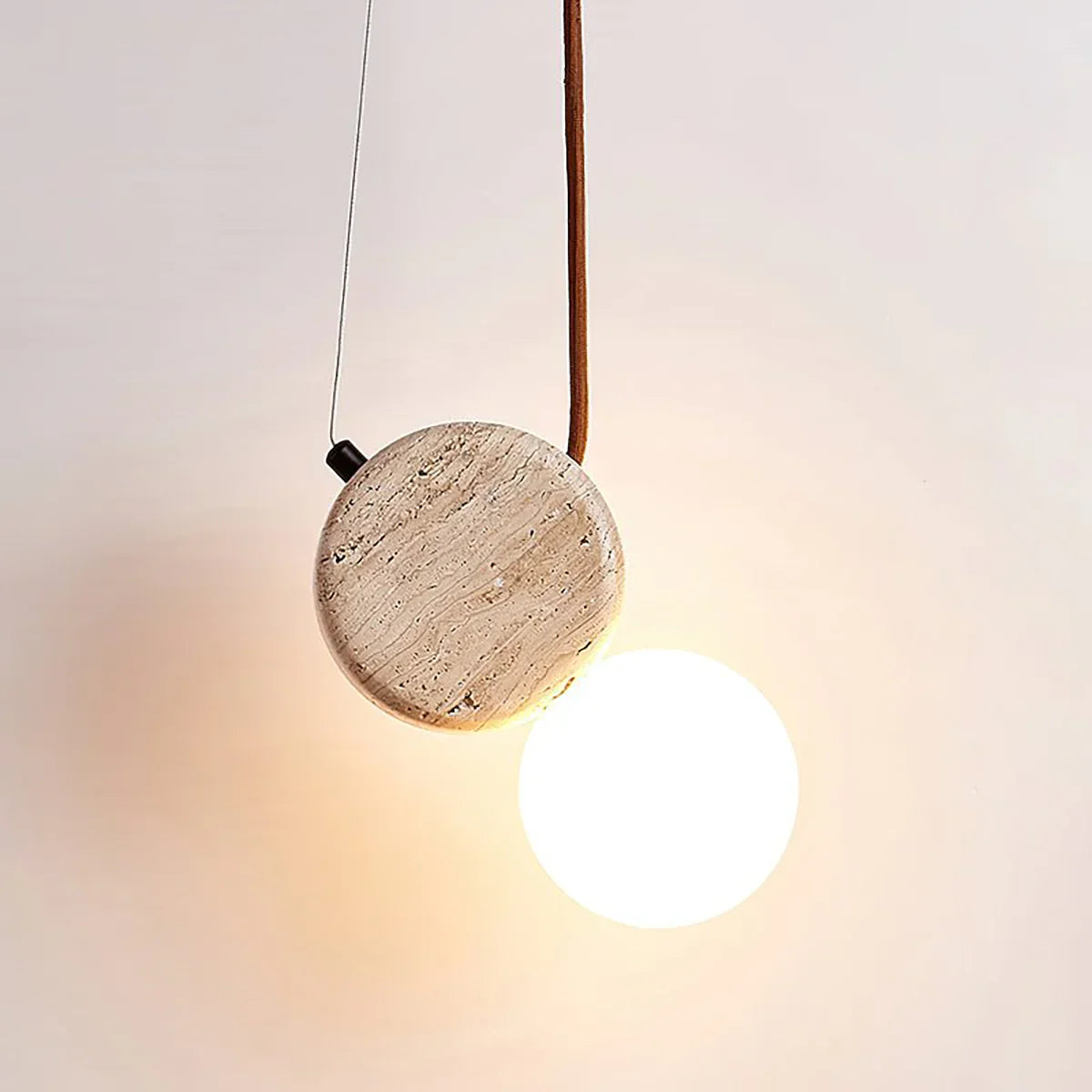 Travertine Tranquil Glow Pendant Lamp – Travertine detail 9
