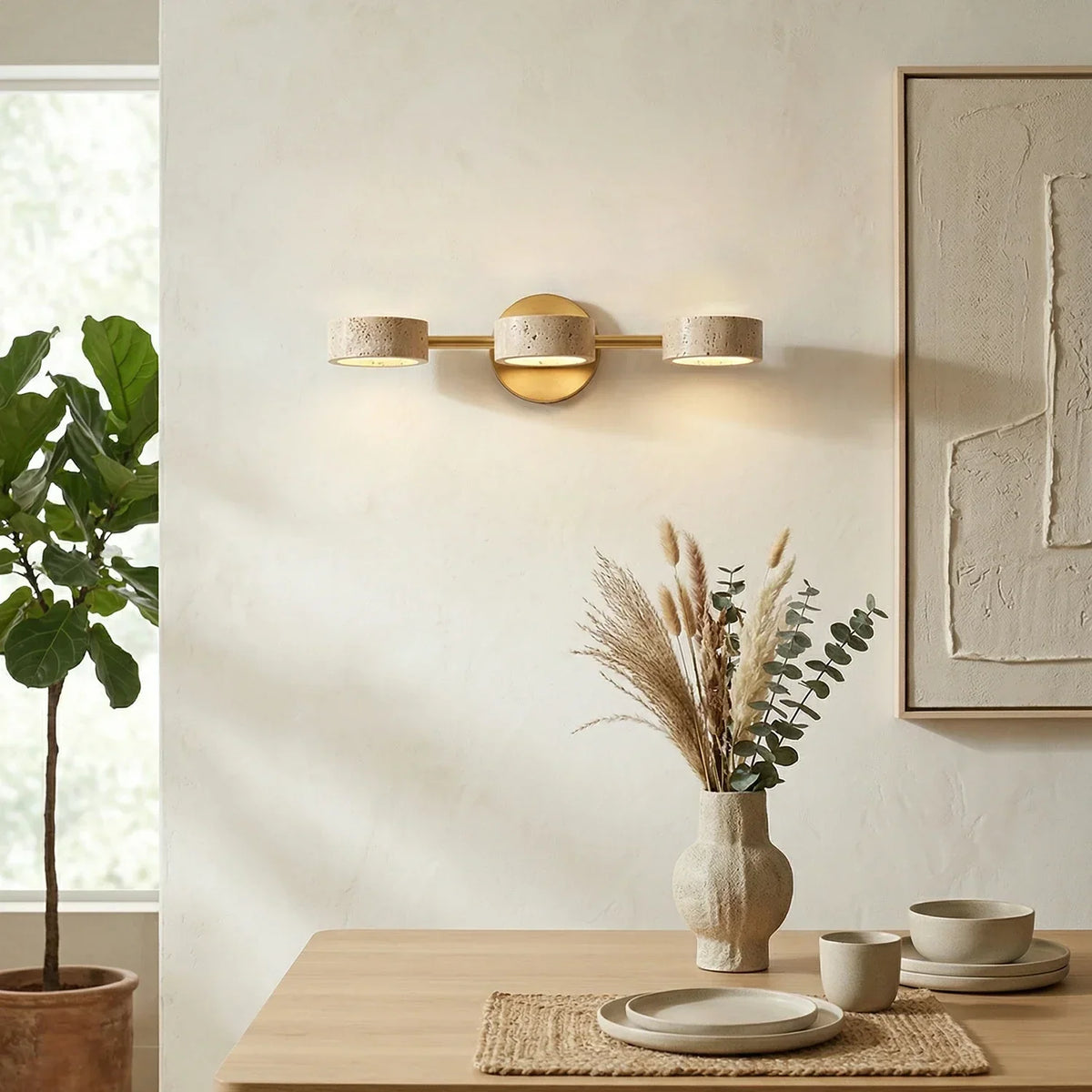 Travertine Traviso Beam Wall Sconce – Travertine detail 3