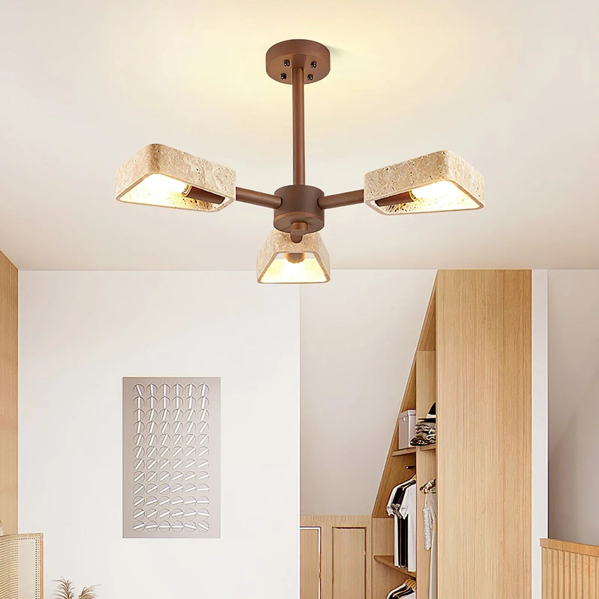 Travertone Geometry Elementa Travertine Chandelier – Travertine detail 6