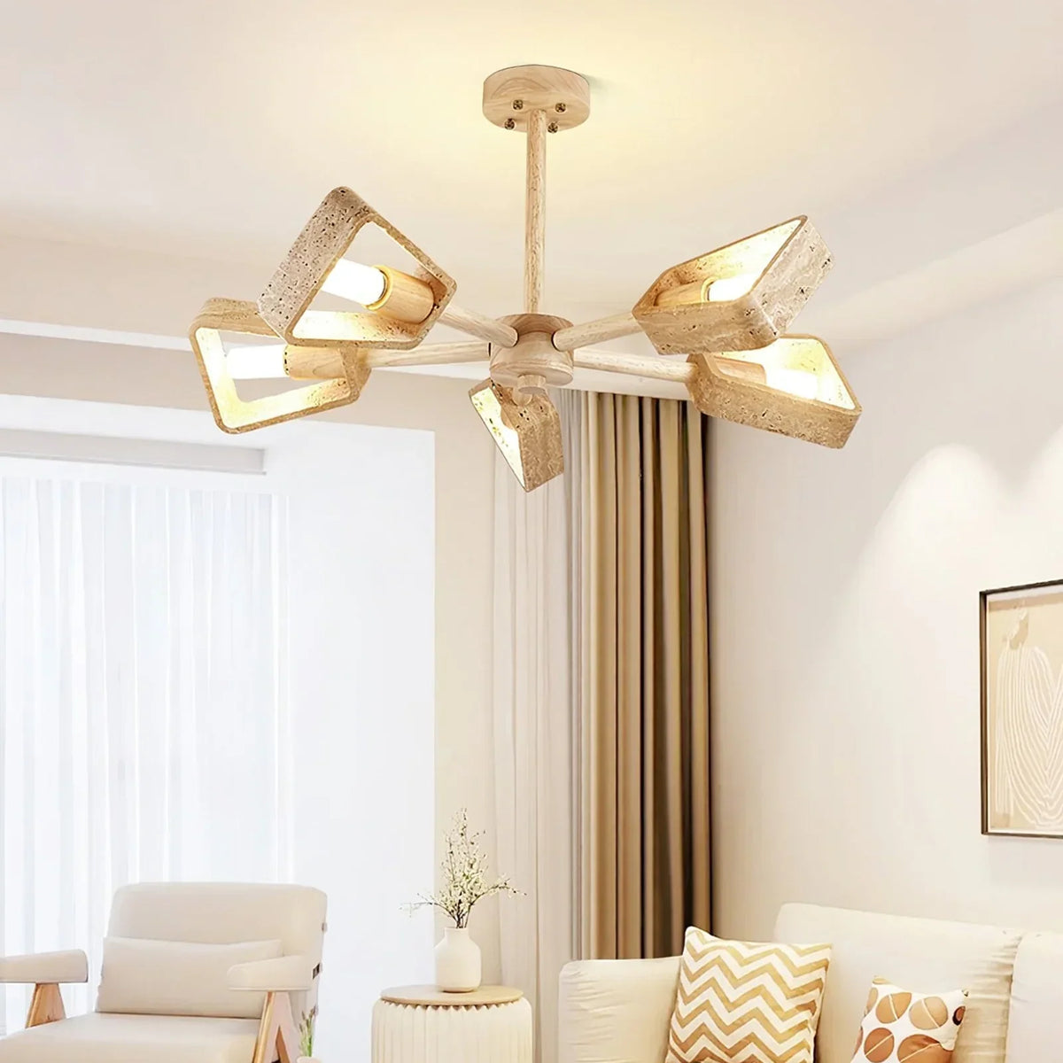 Travertone Geometry Elementa Travertine Chandelier – Travertine detail 2
