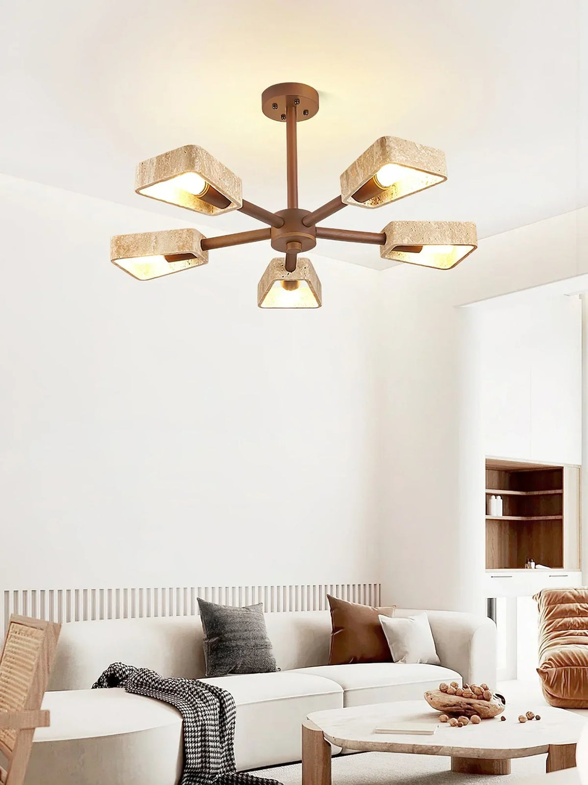 Travertone Geometry Elementa Travertine Chandelier – Travertine detail 7