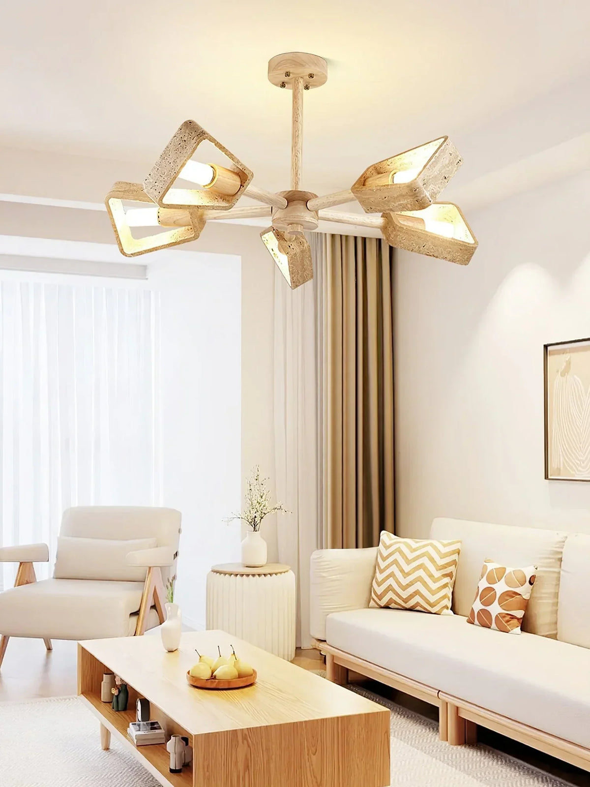 Travertone Geometry Elementa Travertine Chandelier – Travertine detail 11