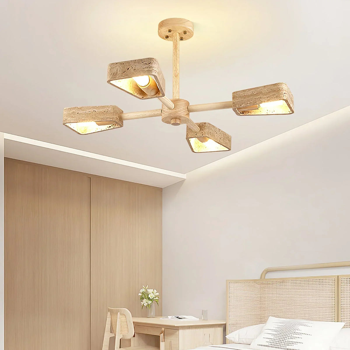 Travertone Geometry Elementa Travertine Chandelier – Travertine detail 3